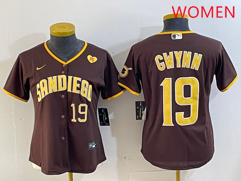 Women San Diego Padres #19 Gwynn Brown Game 2025 Nike MLB Jersey style 4->women mlb jersey->Women Jersey